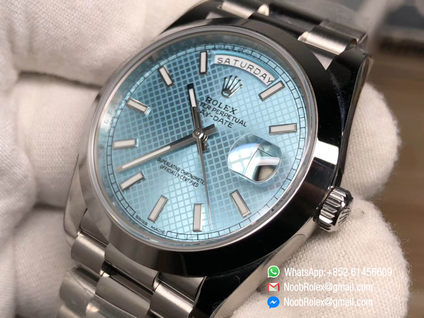 Oyster Perpetual Day-Date 40 228239 Steel Case Ice Blue with Diagonal ...