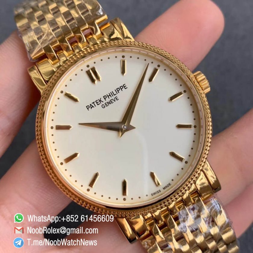 TWF Patek Calatrava 5120J Yellow Gold Case & Bracelet White Dial Yellow ...