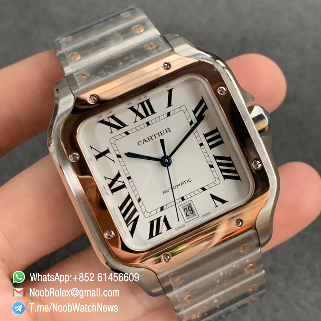 KOR Factory 1:1 Santos 40mm Steel and Rose Gold Case White Dial Two ...