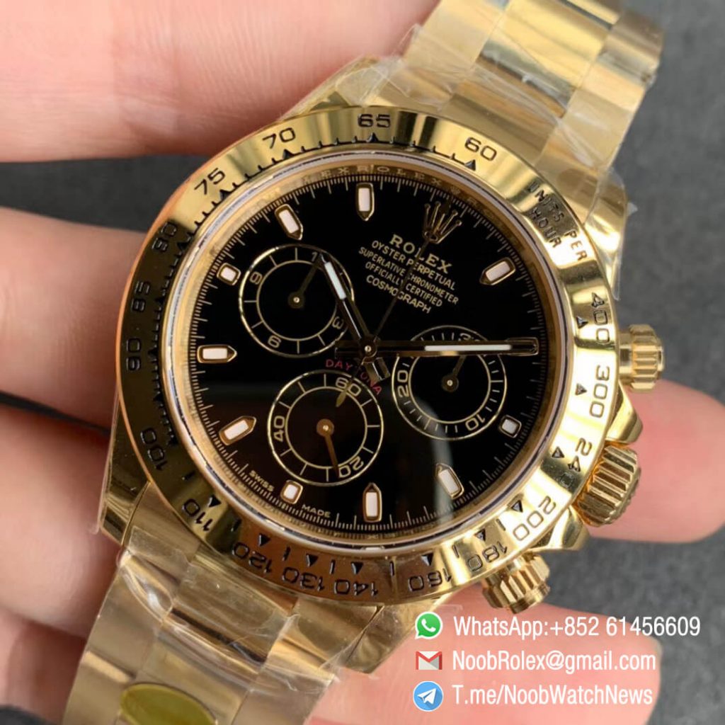 Noob Watches Daytona 116508 Full Yellow Gold Plated on 904L Steel Case ...