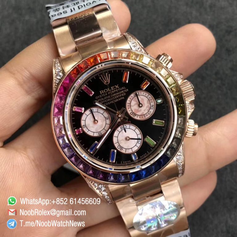 Fake-Rolexes-Daytona-116595RBOW-Full-Rose-Gold-Rainbow-Crystal-Bezel-Black-Dial-Stick-Diamond-Markers-A4130-BLF-Super-Clone-Rolex-02-768x768.jpg