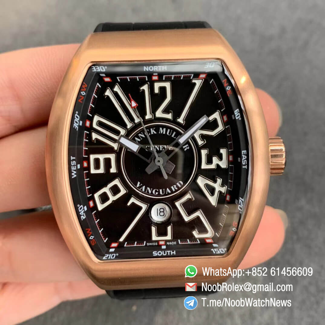 Vanguard V45 SC DT Rose Gold Case Black Dial with Luminous White