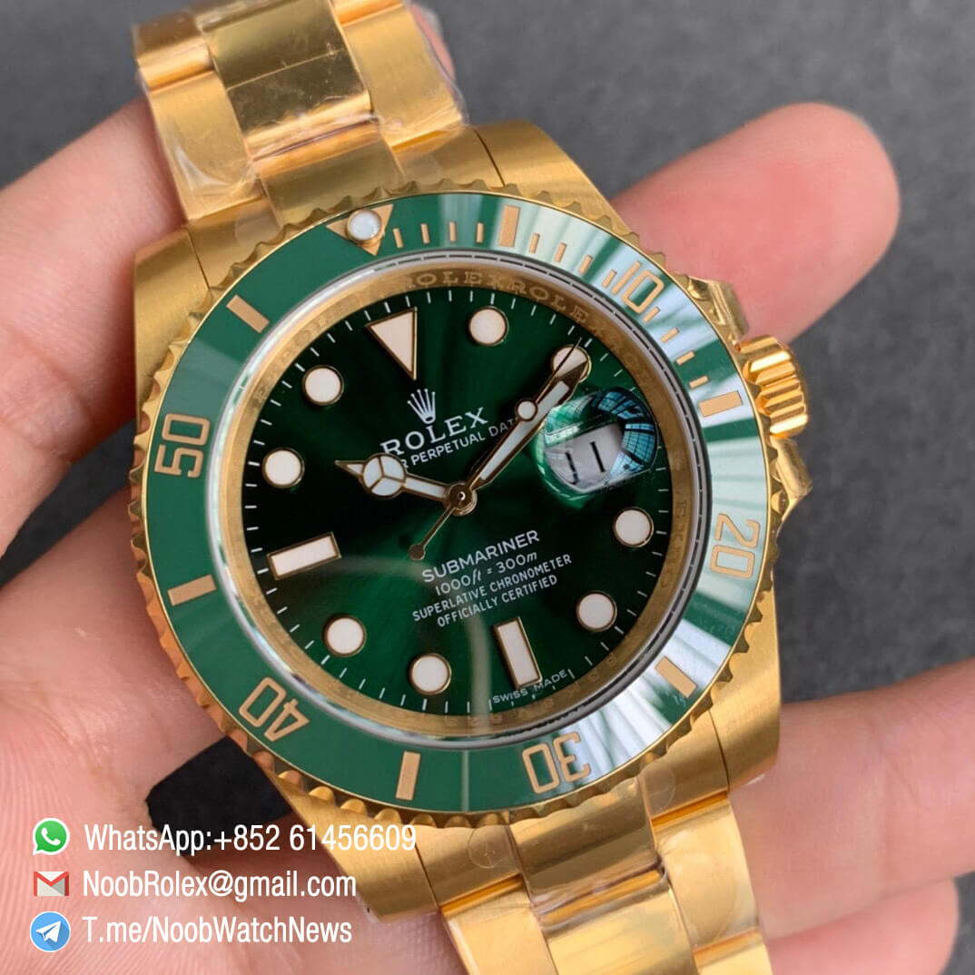 Gold Green Dial Automatic Rolex Submariner Watch For Men (SG270) - KDB Deals