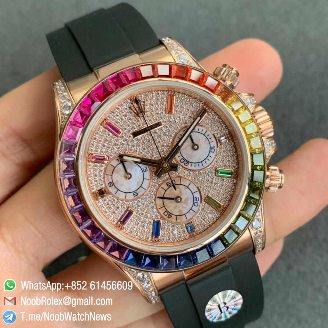 Noob Watch Store | BLF Superclone Daytona 116595RBOW Paved Diamonds ...